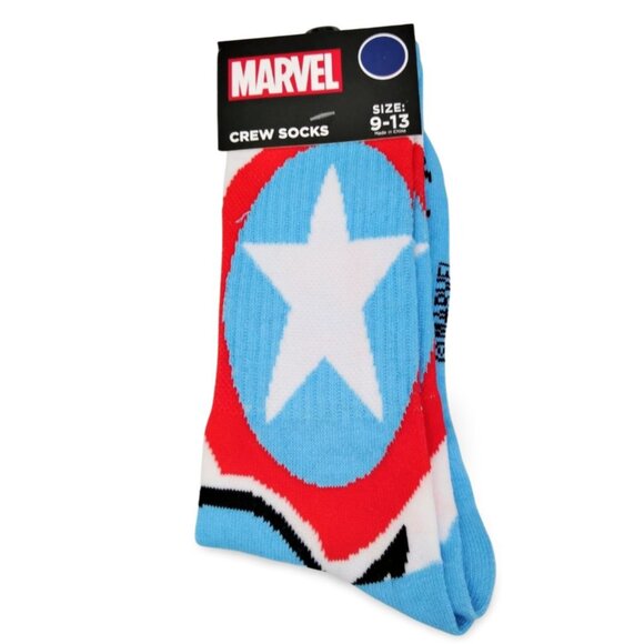 Legendary Marvel MCU Light Blue Captain America Adult Novelty Crew Socks YS1510 - Picture 1 of 3